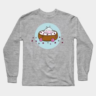 Valentine's Day Cat Donut Car with Heart Sprinkles T-Shirt Long Sleeve T-Shirt